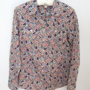St. John's Bay purple ditsy floral long sleeve button front shirt *Sz S*